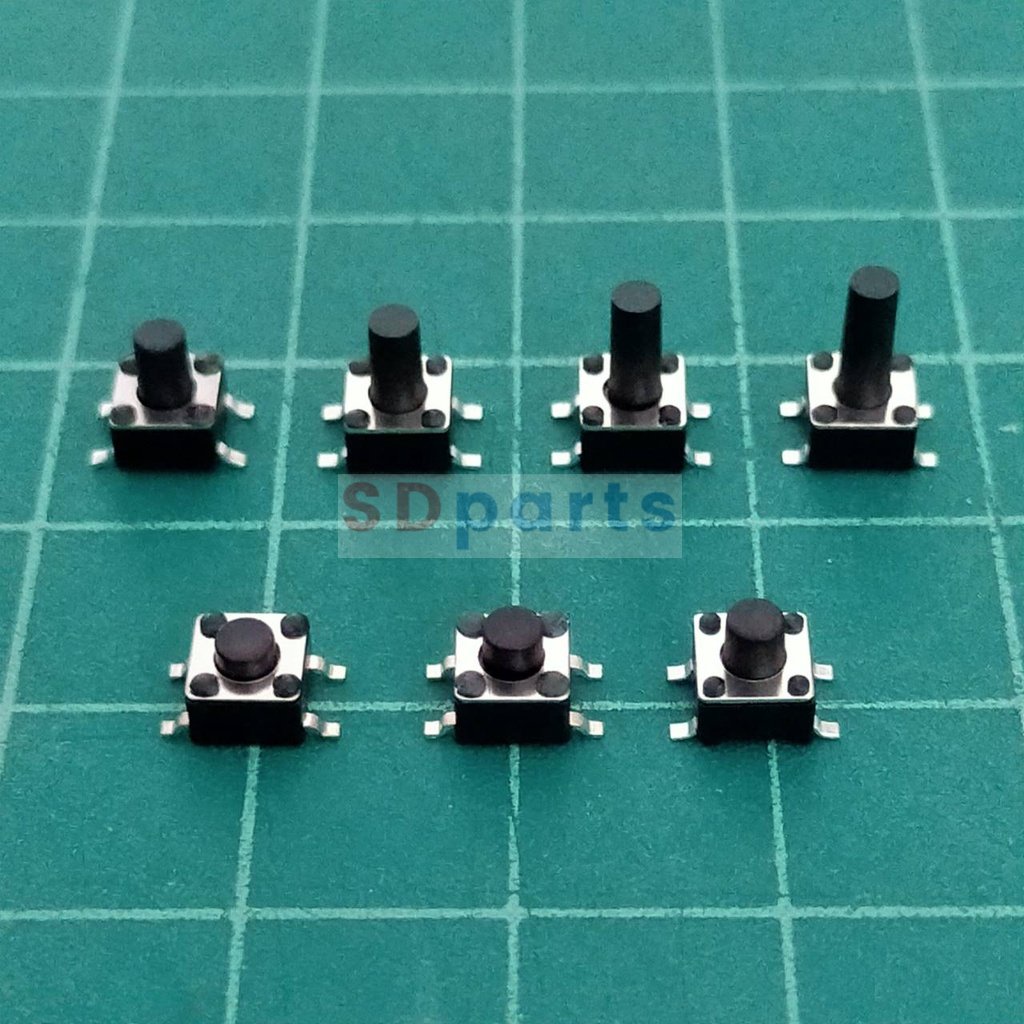 สวิทช์ ปุ่มกด SMD Push Button Switch ไมโครสวิทช์ TACT Switch กดติด-ปล่อยดับ #S4P 4.5x4.5xHmm (1 ตัว)