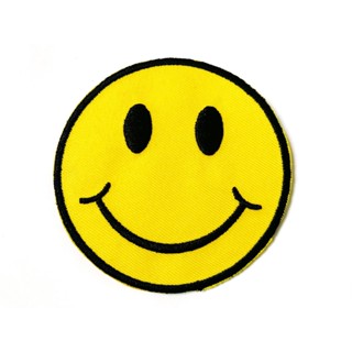 ตัวรีดติดเสื้อ หน้ายิ้ม ยิ้ม สไมล์ Smile สีเหลือง ไบค์เกอร์ งานเท่ห์ๆ ตัวรีด (Size M) อาร์มรีด อาร์มรีดติดเสื้อ