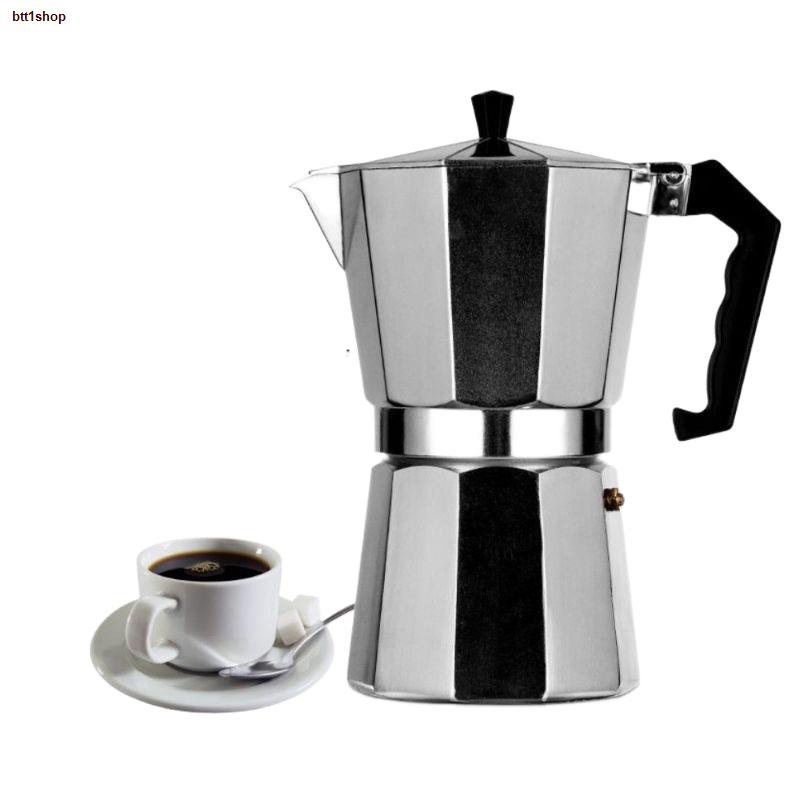 พร้อมส่ง■☋Moka Pot หม้อต้มกาแฟ กาต้มกาแฟ เครื่องชงกาแฟ มอคค่าพอท หม้อต้มกาแฟแบบแรงดัน สำหรับ 2/3/6 ถ้วย 100m150ml/300ml