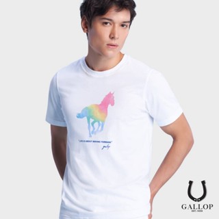 GALLOP เสื้อยืดคอกลมพิมพ์ลาย รุ่น GT9084 สีขาว