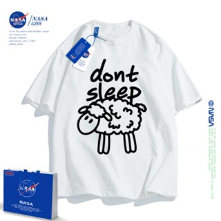 เสื้อคอกลม แขนสั้น ผ้าฝ้าย พิมพ์ลาย NASA ทรงหลวม สวมใส่สบาย อินเทรนด์