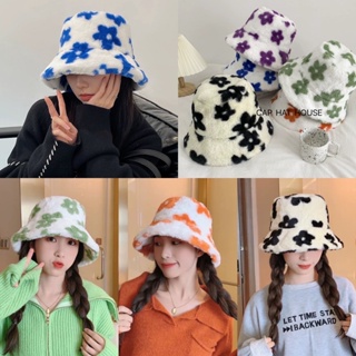 Nudeaholic BUCKET HATS 🖤💜💚🧡💙  หมวกบัคเก็ตขนมิ้งค์ ลายดอกไม้น่ารักๆ 3D2 LSP SA