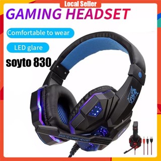 【สินค้าพร้อมส่ง】Soyto 830 หูฟังเกมมิ่ง 3.5 มม. แบบครอบหัว พร้อมไมโครโฟน ระบบสเตริโอ เล่นเกมดั้งเดิมหูฟังสเตอริโอรอบทิศทาง สำหรับ PC แลปท็อป เกมเมอร์ PS4 / PS3 / XBox