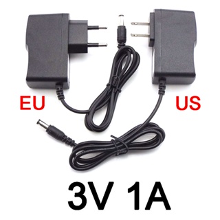 อะแดปเตอร์พาวเวอร์ซัพพลายชาร์จ AC DC 3V 1A 1000ma 100V-240V ปลั๊ก US EU 5.5 มม. X2.5 มม.