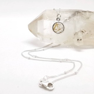 สร้อยคอเงินจี้เงินหินไหมทอง Rutilated Quartz