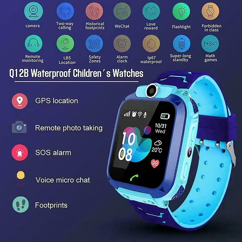 ❤Smart Watch❤ Q12F นาฬิกาเด็ก GPS ใส่ซิมโทรฯได้ kids ภาษาไทย พร้อม ip67 กันน้ำ นาฬิกาสมาร์ทวอทช์ SOS รองรับการโทร