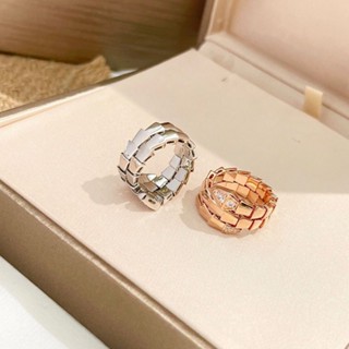 Bvlgari แหวนแฟชั่น แหวนโรสโกลด์ แหวนเพชร กระดูกงู แหวนกระดูกงู สร้อยข้อมือ แหวนเพชร gp831