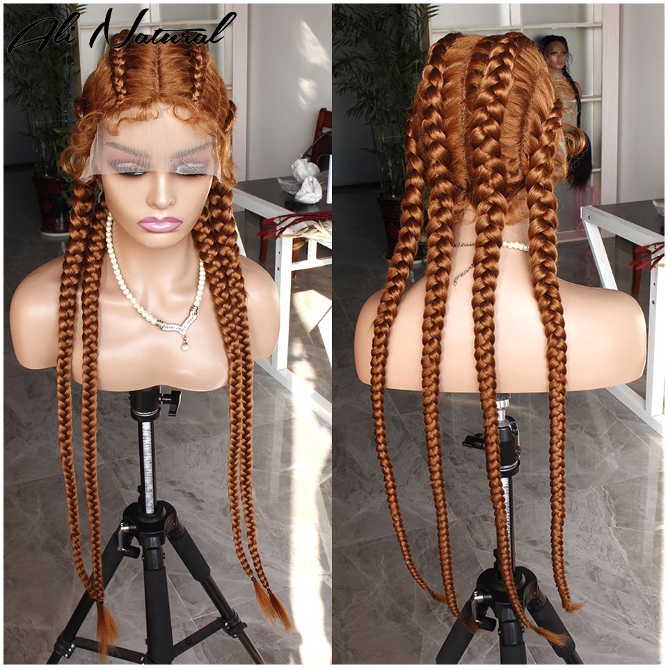 Synthetic Lace Front Braided Wigs with Baby Hair 30 Ginger Color Box