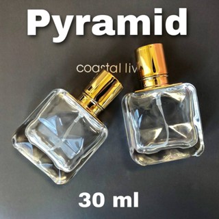 ขวดน้ำหอมสเปรย์ รุ่น ปิรามิด pyramid square flat ฝาทอง (ขวดเปล่า) 30 ml