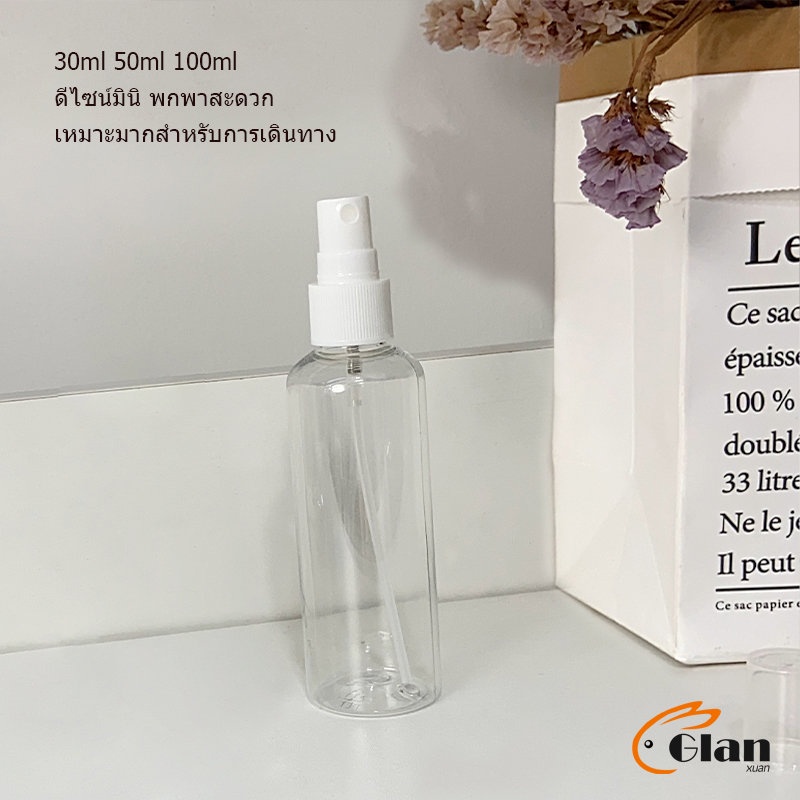 Glanxuan ขวดสเปรย์ สีใส ขวดใส่สเปรย์พกพา ขวดสเปรย์น้ำหอม มี ขนาด 30 50 100 มล  Transparent spray bottle