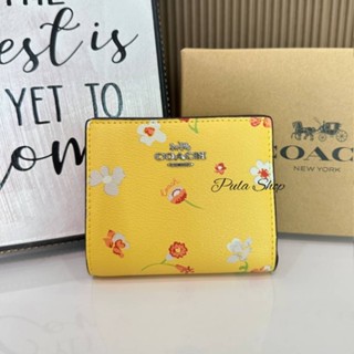 พร้อมส่ง แท้💯% กระเป๋าสตางค์ ใบสั้น SNAP WALLET WITH MYSTICAL FLORAL PRINT (COACH WALLET C8703) 005