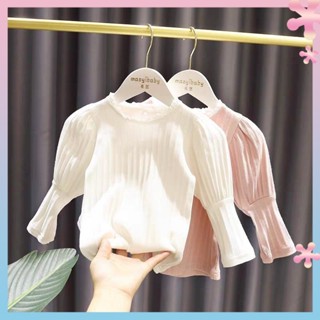 Baby girl design base shirt baby girl 2021 spring clothes Korean style new girl Western style bubble sleeve long sleeve