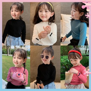 Girls base shirt 2021 Spring and Autumn New modal childrens long sleeve T-shirt Korean style western style solid color all-match top