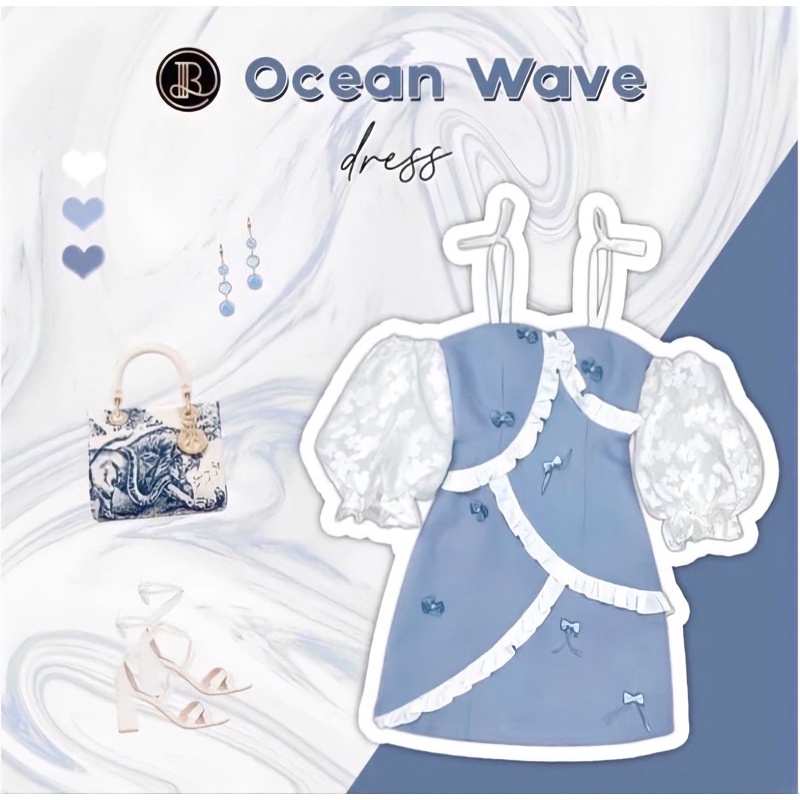 🫶สินค้าพร้อมส่ง🫶 BLT BRAND | Ocean Wave dress ชุดเดรสสีฟ้า (M)