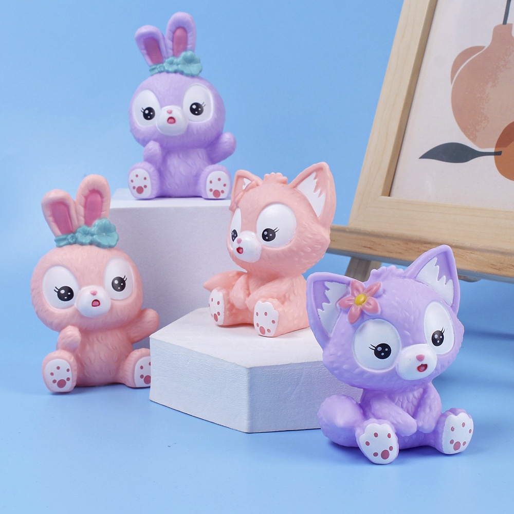 Star Delu Lingna ตุ๊กตาตกแต่งเค้ก Fox ตุ๊กตากระต่ายอุปกรณ์เสริมตกแต่งเค้ก
