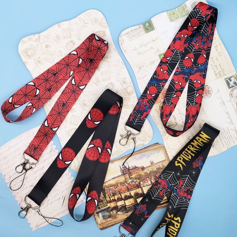 Spiderman การ์ตูน Lanyard ID Card Gym กีฬาคลิปโทรศัพท์ DIY สลิง Lasso สายคล้องคอ Easy Release Buckle