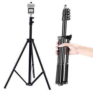 ขาตั้งเครื่องวัดไข้ Tripod Bracket ขาตั้งกล้อง ขาตั้งสูง2.1เมตร ขายึดเทอร์โมมิเตอร์ ปรับสูงต่ำได้ เป็นขาตั้ง 3ขา