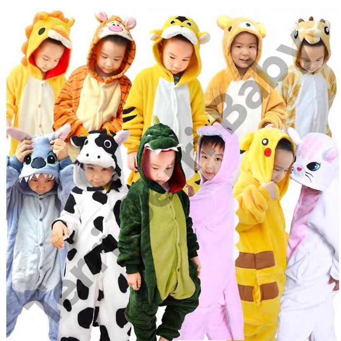 STITCH ONESIE DINO ONE SIE PIKACHU KIGURUMI HELLO KITTY PAJAMA SPIDERMAN UNICORN PAJAMA คอสเพลย์ COW