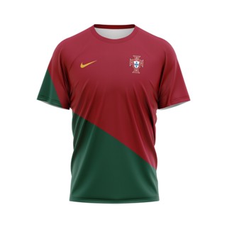 เสื้อกีฬาแขนสั้น พิมพ์ลาย Jersey Portugal Home World Cup 2022 แบบกําหนดเอง