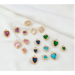 จี้สร้อยคอ สร้อยข้อมือ รูปหัวใจ ประดับเพทาย สีทอง 14k ขนาดเล…