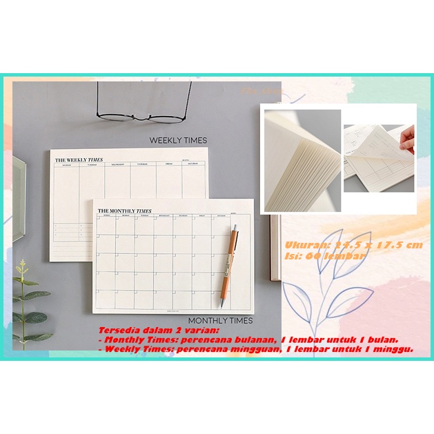 Planner Aesthetic Weekly Planner รายเดือนรายสัปดาห์ The Times Weekly รายเดือน Planner Memopad