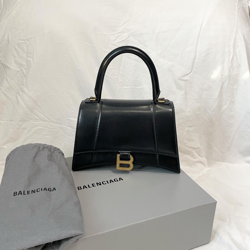 Used Balenciaga Hourglass Small Bag หนังสีดำ อะไหล่อทอง ของแท้!