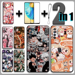 2 IN 1 เคสโทรศัพท์มือถือ กระจกนิรภัย กันรอยหน้าจอ ลายการ์ตูนอนิเมะ สําหรับ Tecno Camon 17P Tecno Camon 17 Pro