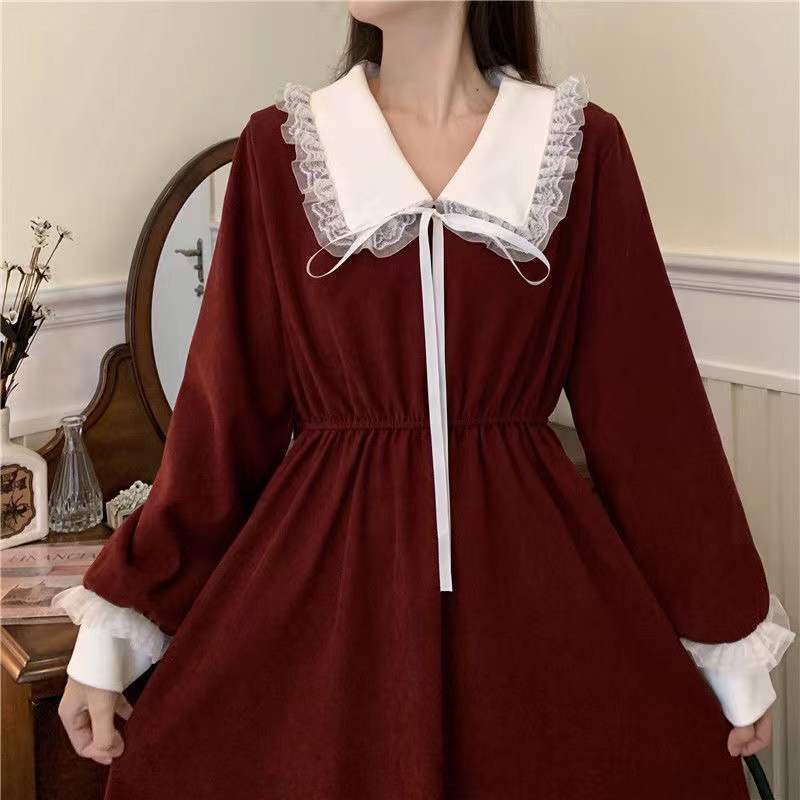 Lolita Dress Long Sleeve Women's Dress French Sister Christmas Dress #6