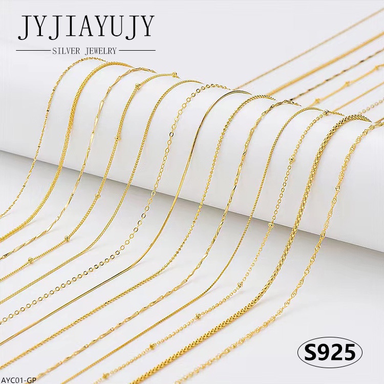 JYJIAYUJY 100% เงินสเตอร์ลิง S925 สร้อยคอ Hypoallergenic Gold สีการออกแบบที่แตกต่างกันเกาหลีสไตล์ Ca