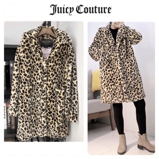 โค้ทลายเสือ overcoat ลายเสือ โค้ทเฟอร์ลายเสือ แบรนด์✨JUICY COUTURE ✨แท้💯% (WY868)