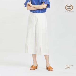 C&amp;D Linen Pants ทรง Front Slit Pants ขาสี่ส่วน เนื้อผ้าลินินพรีเมี่ยม สีขาว(C9X1WH)