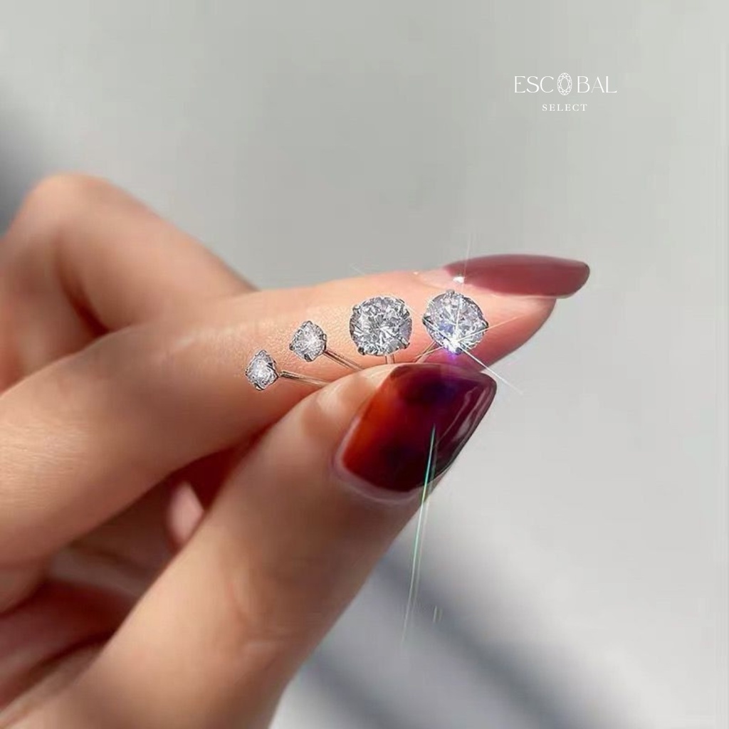 ESCOBAL พร้อมส่ง ต่างหูเพชร Classy Diamond ต่างหูเงินแท้จี้เพชร Moissanite ตุ้มหูเพชร วาเลนไทน์