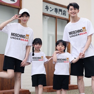 เสื้อยืดพิมพ์ลาย MOSCHINO toy UNDERBEAR ชุดพ่อแม่ลูกเป็นของขวัญที่ดีที่สุดสำหรับเด็ก