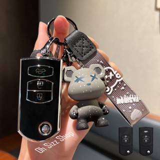 เคสกุญแจรีโมทรถ รถมาสด้า Mazda 2 กุญแจพับข้าง (TPU Key Cover with PC Push button Guard)   Key Sets Mazda 2 Folding  Key