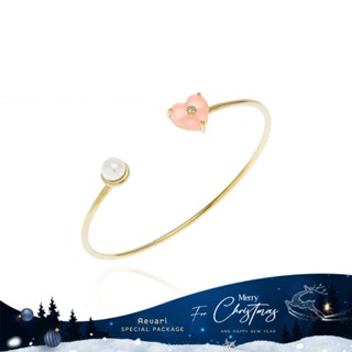 Aevari New Healing Heart Bangle กำไลข้อมือ กำไลเงินแท้ ของขวัญวันเกิด ของขวัญวันครบรอบ ประดับโรสควอตซ์แท้+ ไข่มุกแท้