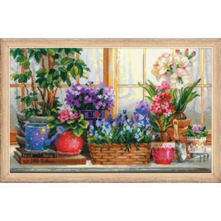 Rio-1669 Windowsill with Flowers ชุดปักครอสติชลิขสิทธิ์แท้ ครอสติชไม่พิมพ์ลาย แบรนด์ Riolis