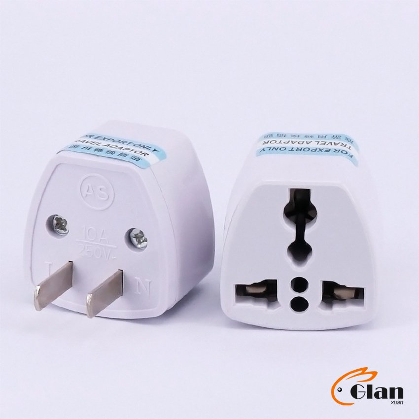 Glanxuan หัวแปลงปลั๊กไฟ ตัวแปลง 3 ขา เป็น 2 ขาแบน อะแดปเตอร์เดินทาง Plug converter
