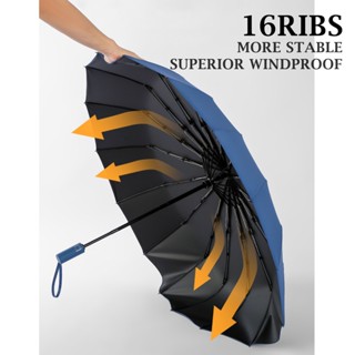 Fully Automatic Umbrella 16Ribs Large Strong Umbrellas  Folding Rain Men Women Luxury Business Male Umbrella Windproof