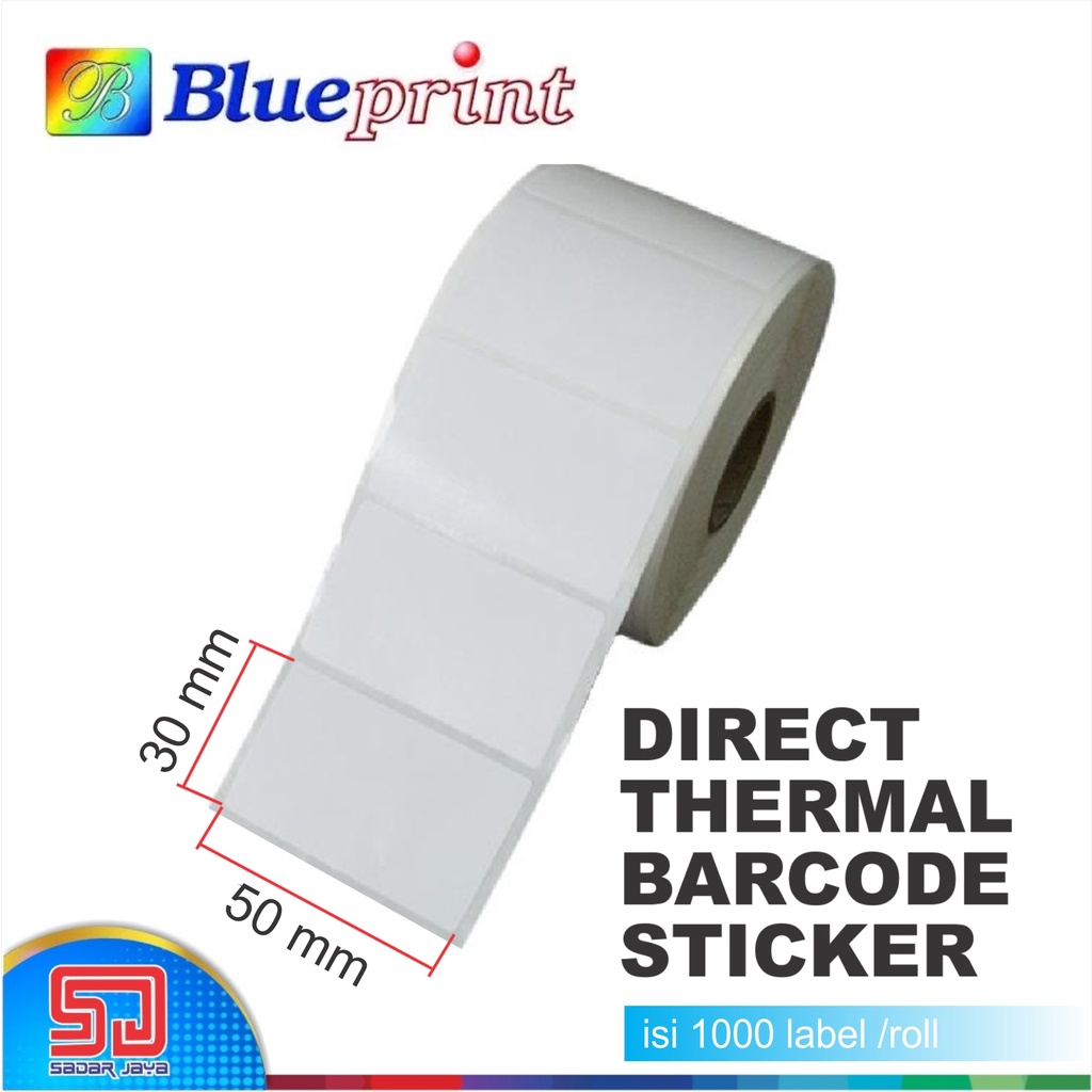 Blueprint Direct Thermal Sticker 50 x 30 mm Label Sticker 50x30 Barcode ราคา DTS 5x3 cm