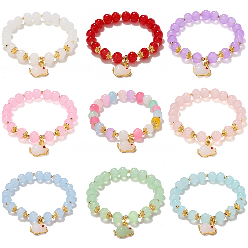 สร้อยข้อมือลูกปัดคริสตัลรูปกระต่ายปีใหม่จีน DIY