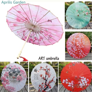 New Silk Cloth Oil Paper Umbrella Rain Women Decor Vintage Dance Prop Peach Blossom Chinese Intangible Cultural Parasol