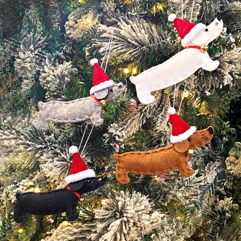 [Homyl1] Christmas Pendants Decors Dachshund Dog Ornament Xmas Decorations