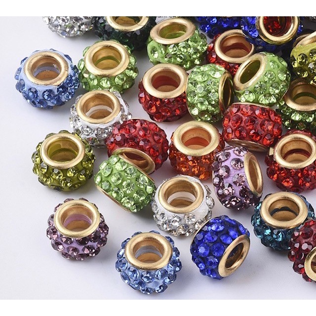 Charm สำหรับใส่กำไล ชาร์มขอบสีทอง ราคาต่อหนึ่งชิ้น ชาร์มคริสตัล เลือกสีได้ พร้อมส่ง missdiy