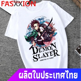 เสื้อผู้ชายเท่ เสื้อคนอ้วนผญ เสื้อยืดลำลอง เสื้อยืดลายกราฟฟิก Demon Slayer 2020 Popular T-shirts Tee