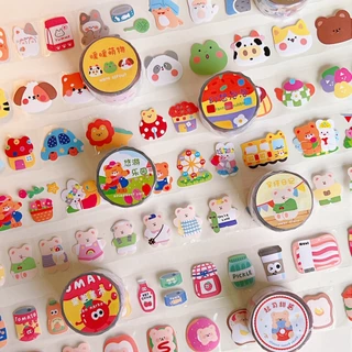 เทปสติ๊กเกอร์ไดคัทน่ารักมาก! สีสันสดใส! ลายการ์ตูน ตกแต่งสมุด ไดอารี่