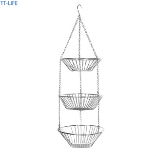 ตะกร้าโลหะ 3 ชั้น สําหรับใส่ผัก ผลไม้ แบบแขวน ใช้ในห้องครัว ที่บ้าน