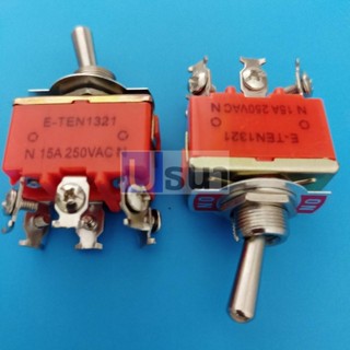 สวิทช์ โยก สลับ Toggle Switch 6 ขา (2 ขั้ว 2 ทาง) ON-ON 15A 250V #E-TEN1321 (1 ตัว)