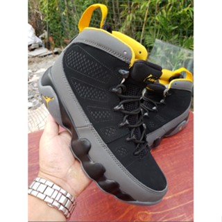 รองเท้าบาสเก็ตบอล Air Jordan 9 Retro สีดํา สีเทา สีเหลือง AJ9 สําหรับผู้ชาย