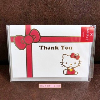 การ์ดขอบคุณ Hello Kitty Thank You Card - ลาย Red Ribbon ขนาดการ์ด 10 x 14 ซม. เป็นการ์ดตกแต่งคริสตัล