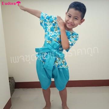 จัดส่งตรงจุดชุดไทยเด็ก ชุดไทยลายดอก ชุดไทยเด็กผู้ชาย เสื้อลายดอก โจงกระเบน ชุดพี่หมื่น ชุดท่านขุน